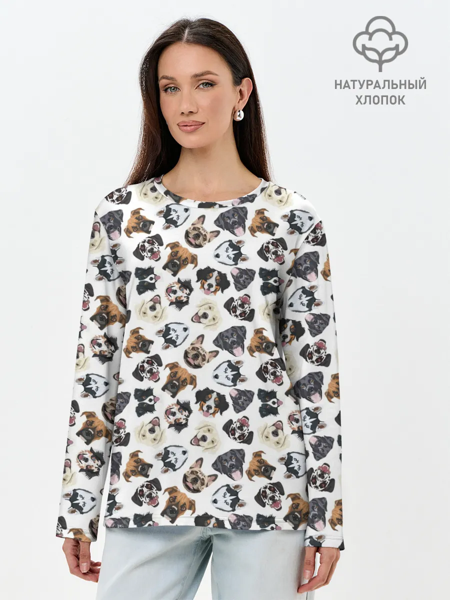 Лонгслив женский. Хлопок / Разные Породы Собак