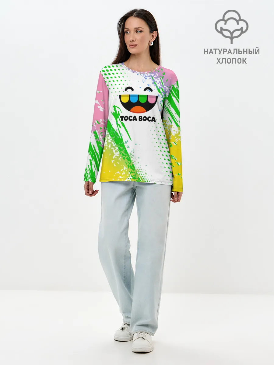 Лонгслив женский. Хлопок / Toca Boca: Улыбашка.