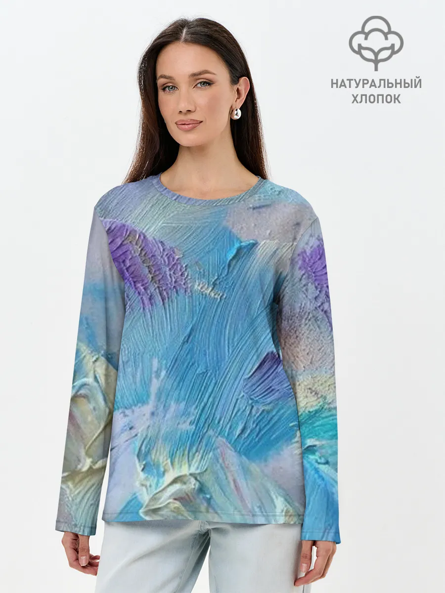 Лонгслив женский. Хлопок / Оставленная краска