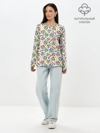 Лонгслив женский. Хлопок / Английский Бульдог