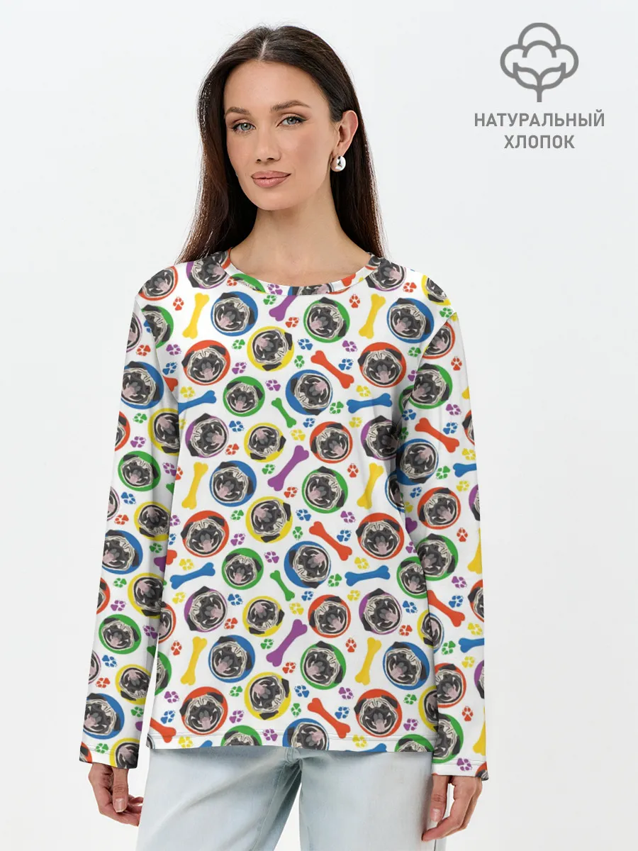 Лонгслив женский. Хлопок / Мопс