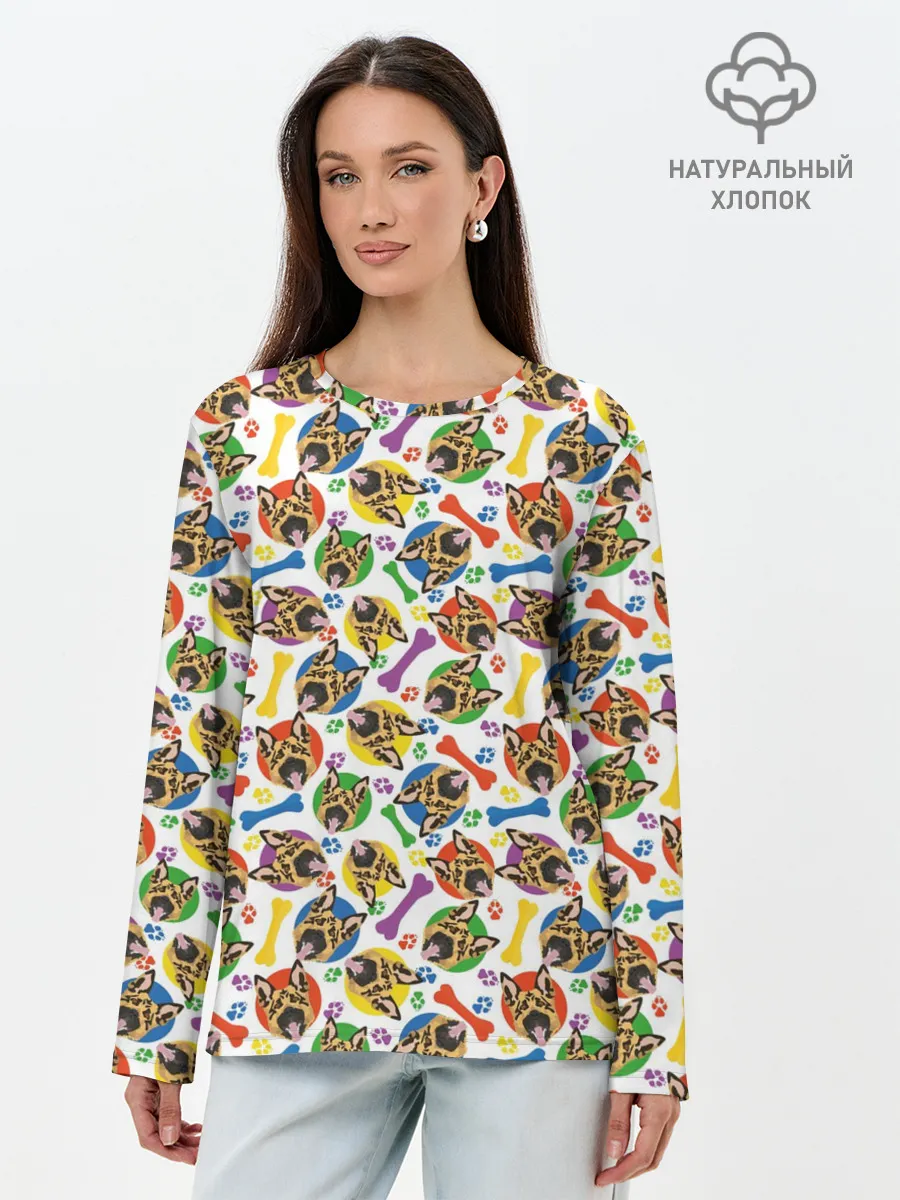 Лонгслив женский. Хлопок / Немецкая Овчарка