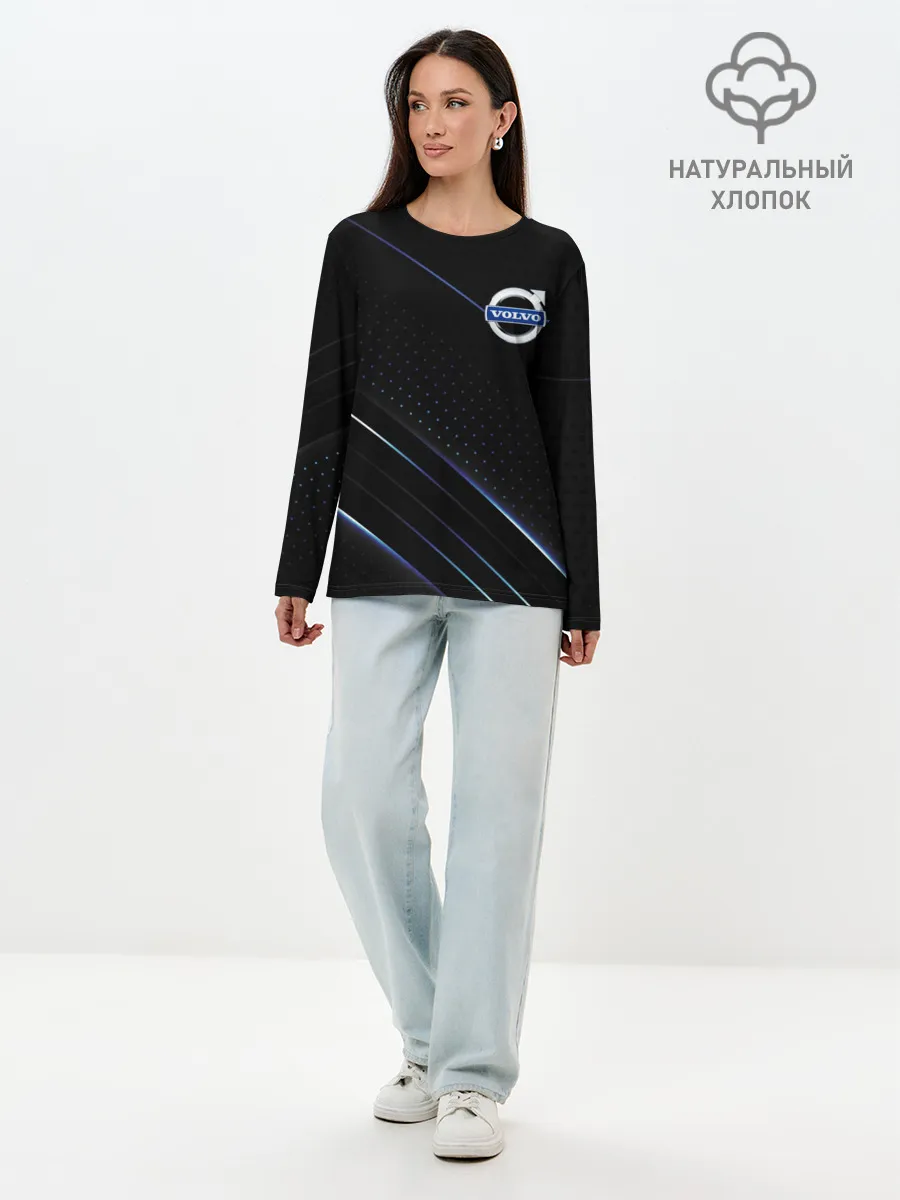 Лонгслив женский. Хлопок / Volvo, полоски