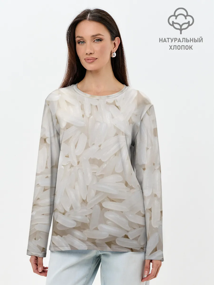 Лонгслив женский. Хлопок / Рис/еда