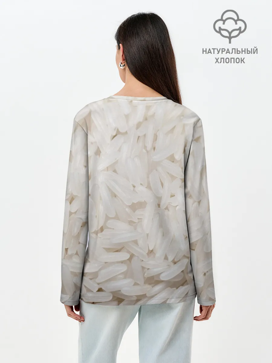 Лонгслив женский. Хлопок / Рис/еда