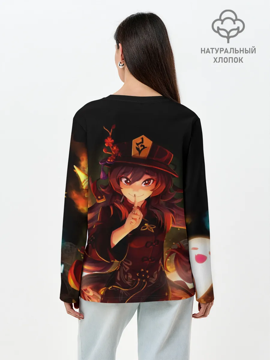 Лонгслив женский. Хлопок / Genshin Impact, Hu Tao