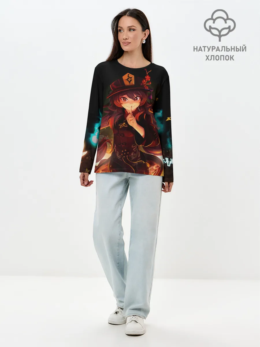 Лонгслив женский. Хлопок / Genshin Impact, Hu Tao