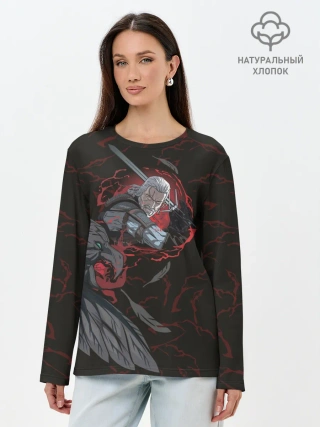 Лонгслив женский. Хлопок / Кровь дракона и смелый Ведьмак