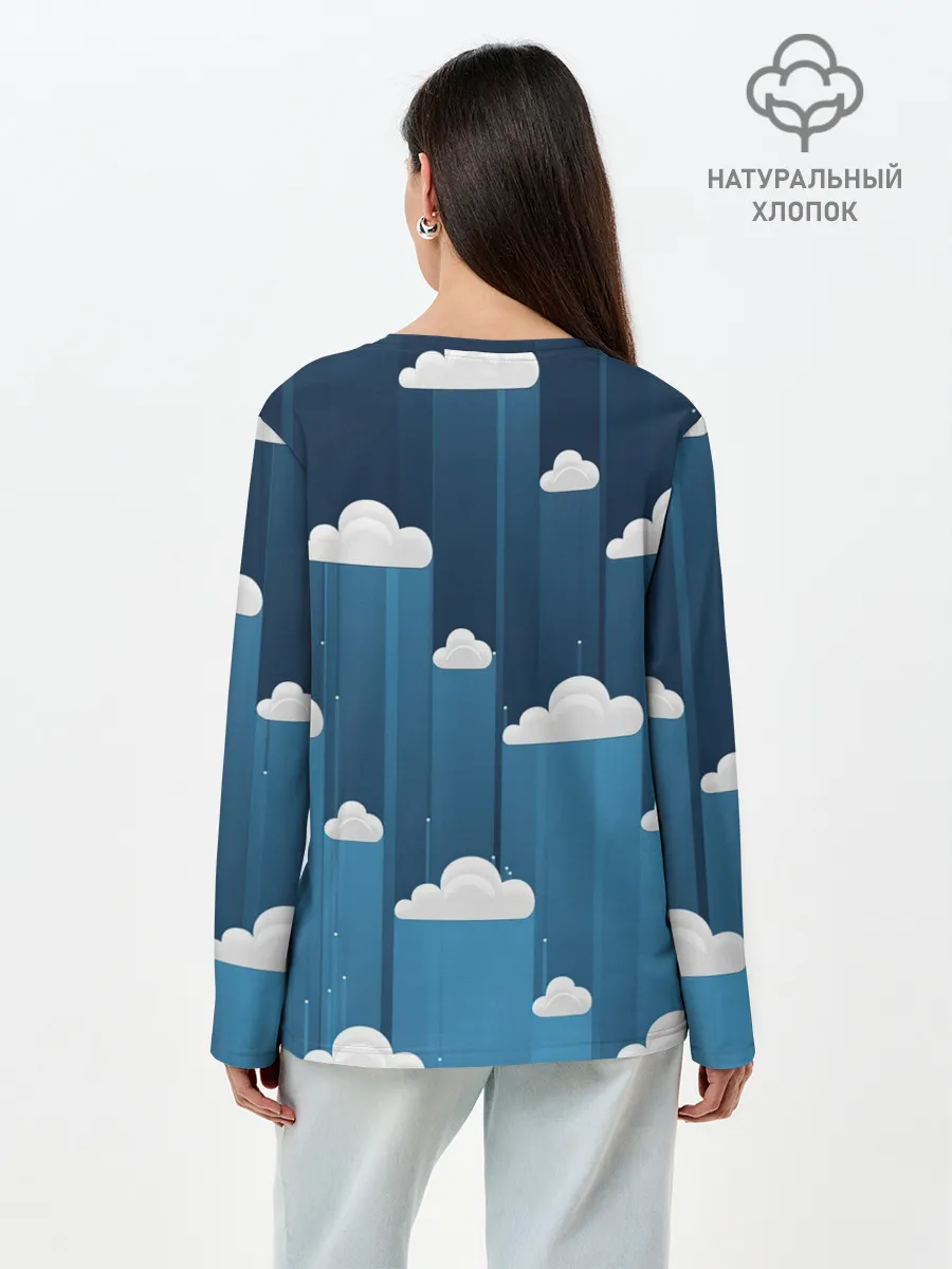 Лонгслив женский. Хлопок / Облака в очереди