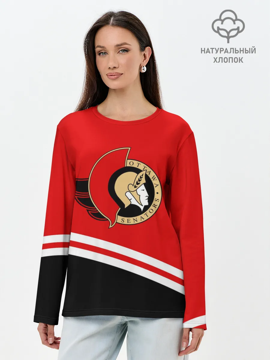 Лонгслив женский. Хлопок / Оттава Сенаторз.