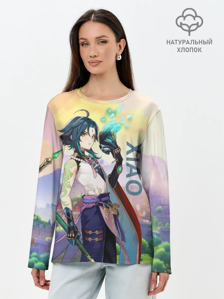 Лонгслив женский. Хлопок / Xiao, Genshin Impact