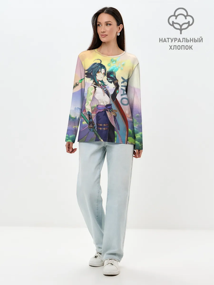 Лонгслив женский. Хлопок / Xiao, Genshin Impact