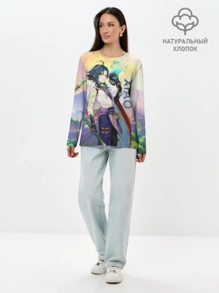 Лонгслив женский. Хлопок / Xiao, Genshin Impact
