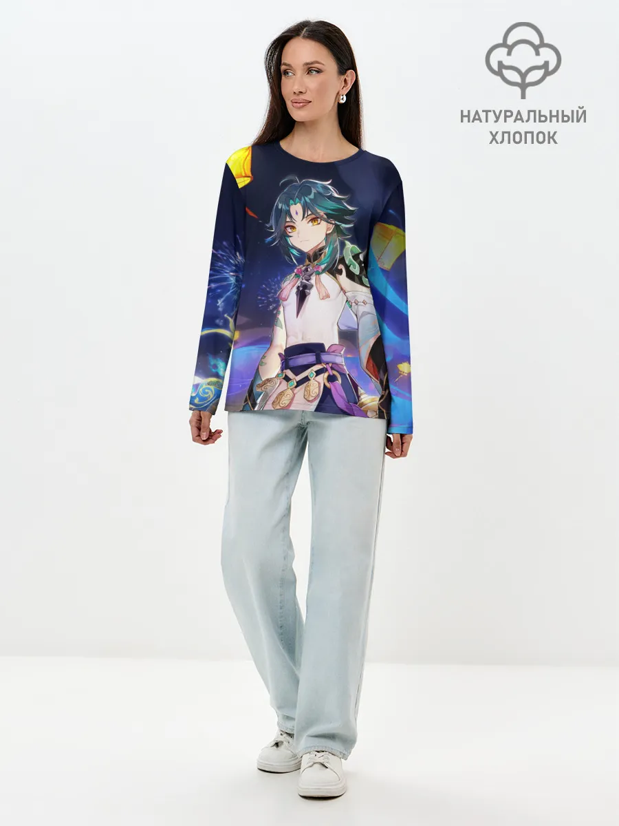 Лонгслив женский. Хлопок / Сяо, Genshin Impact