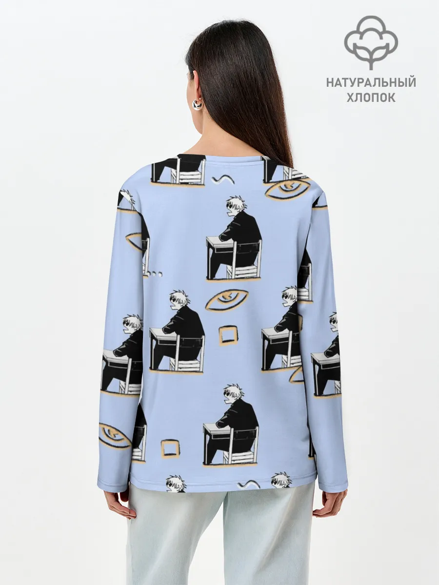 Лонгслив женский. Хлопок / Годжо паттерн