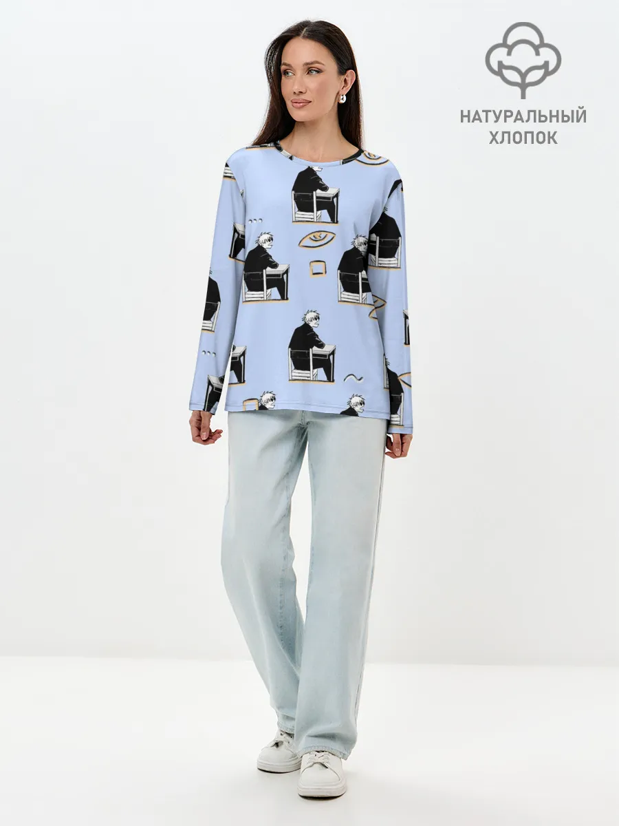 Лонгслив женский. Хлопок / Годжо паттерн