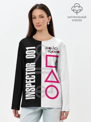 Лонгслив женский. Хлопок / Squid Game: Inspector 001