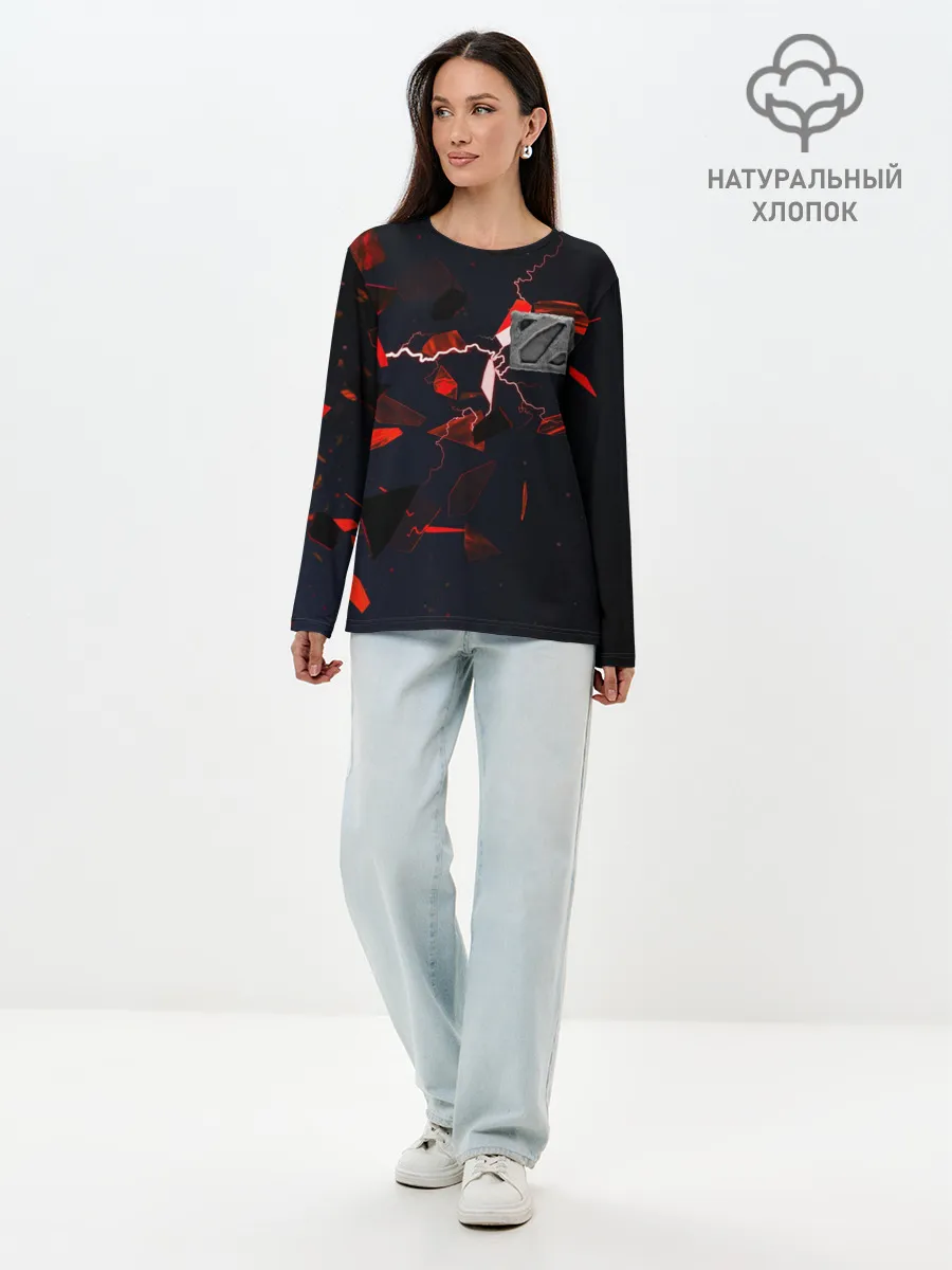 Лонгслив женский. Хлопок / DOTA 2 | 3D плиты и молния