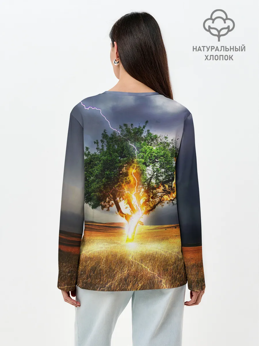 Лонгслив женский. Хлопок / Удар молнией