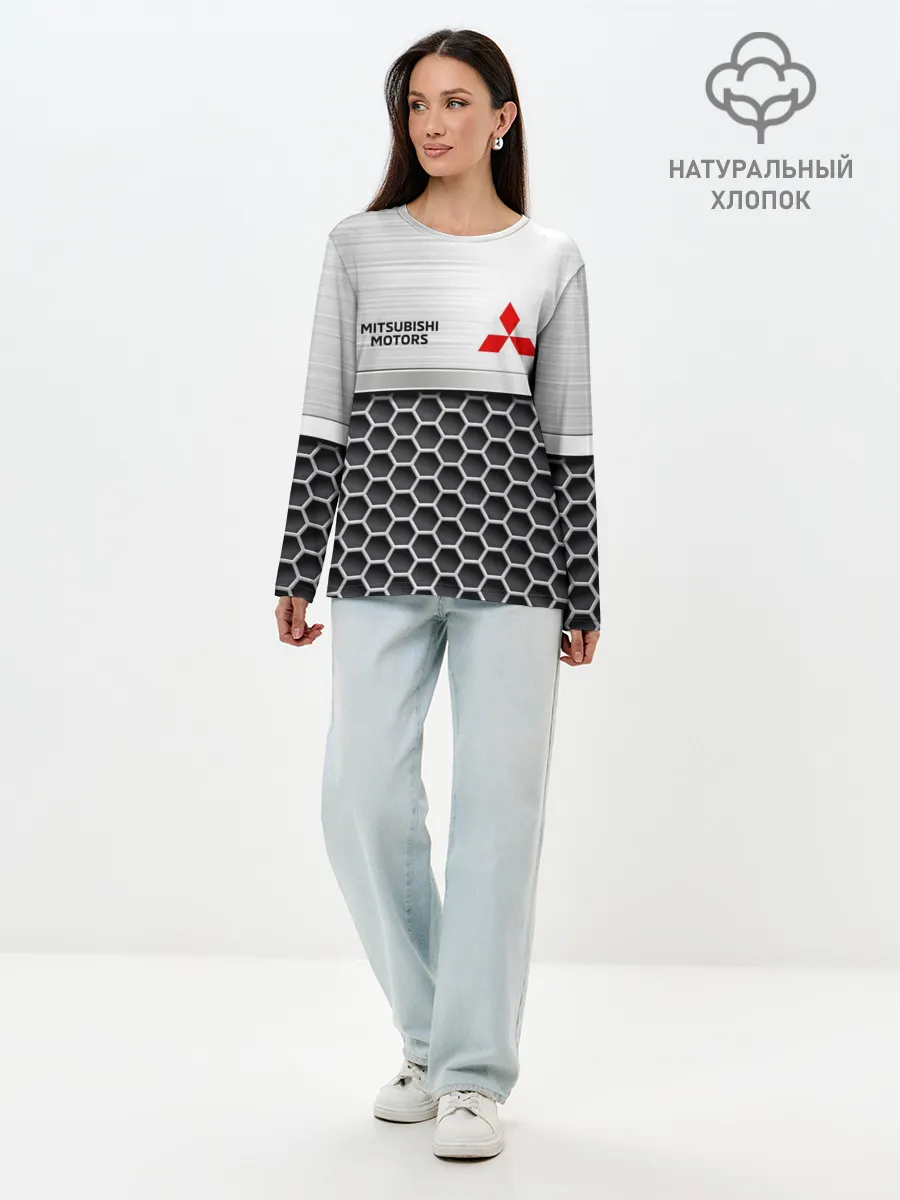 Лонгслив женский. Хлопок / Mitsubishi | Стальная решетка