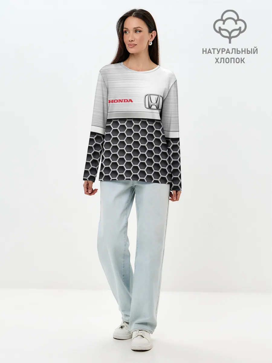 Лонгслив женский. Хлопок / HONDA | Стальная решетка