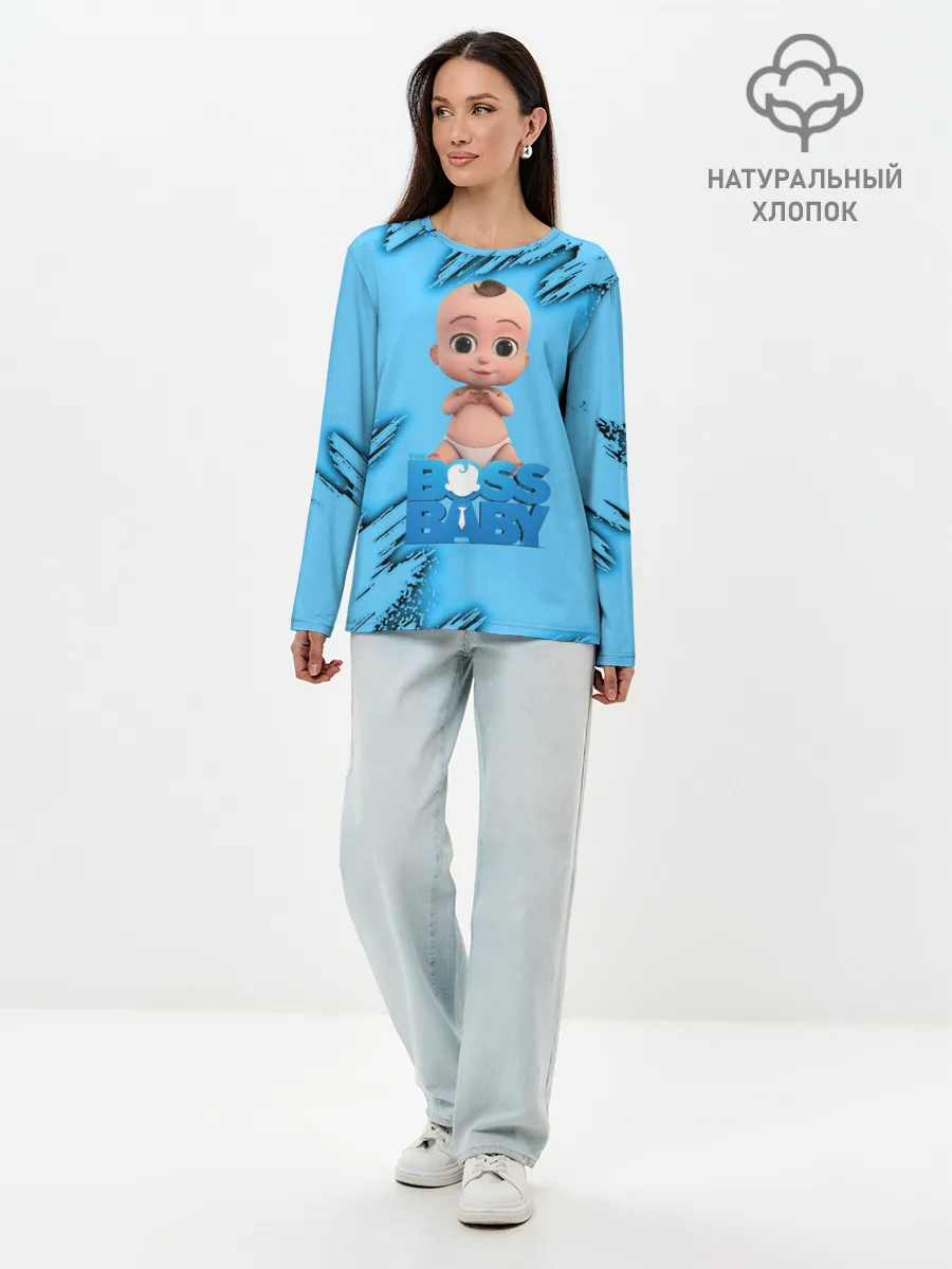 Лонгслив женский. Хлопок / Босс Молокосос