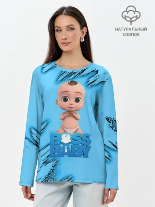 Лонгслив женский. Хлопок / Босс Молокосос