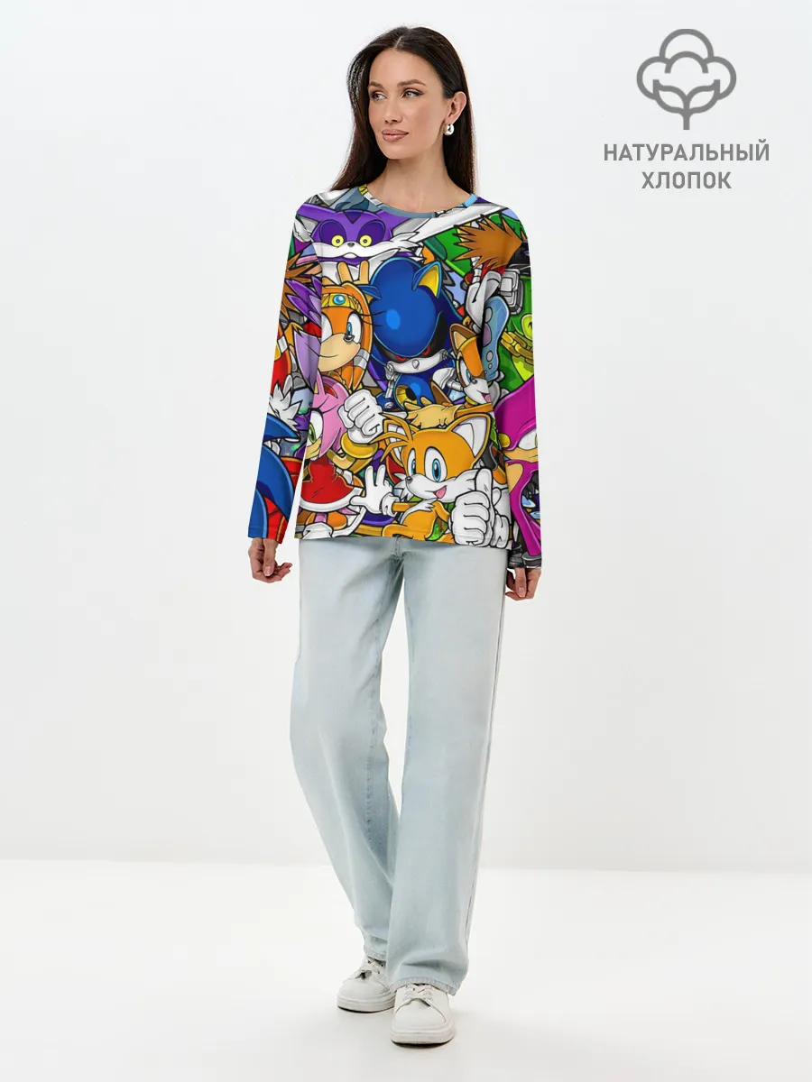 Лонгслив женский. Хлопок / КИБЕР СОНИК | CYBER SONIC ROBOT