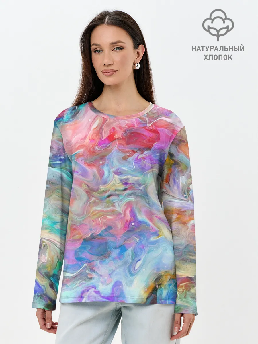 Лонгслив женский. Хлопок / Радужное небо