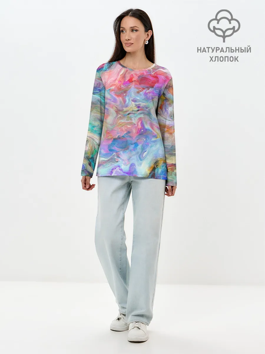 Лонгслив женский. Хлопок / Радужное небо