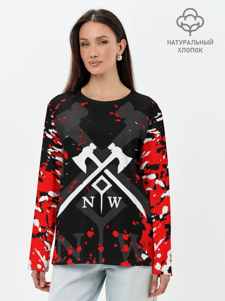 Лонгслив женский. Хлопок / NEW WORLD / НЬЮ ВОРЛД / БРЫЗГИ