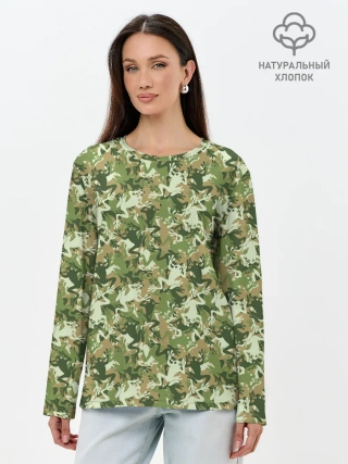 Лонгслив женский. Хлопок / Лягушки