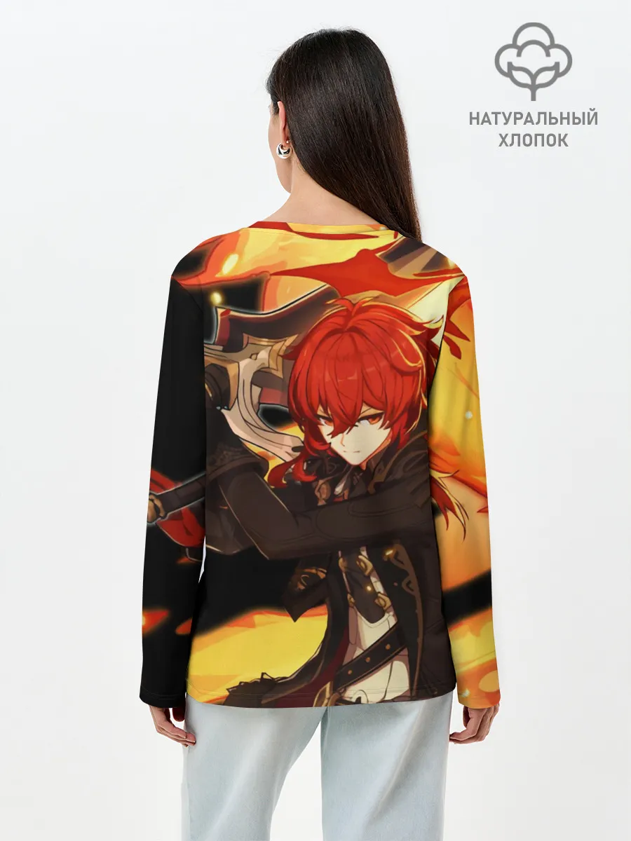 Лонгслив женский. Хлопок / Геншин импакт: Дилюк