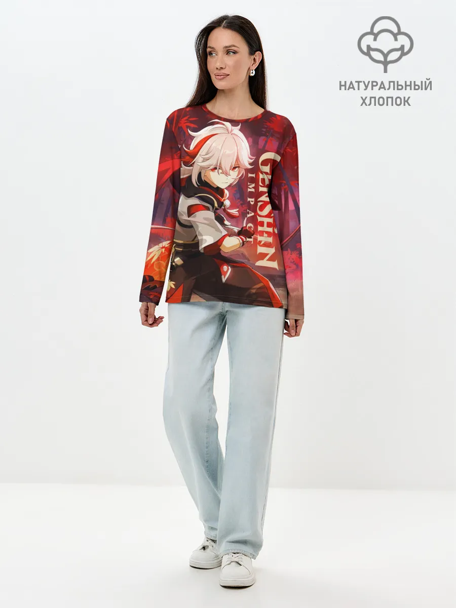 Лонгслив женский. Хлопок / Геншин импакт: Кадзуха