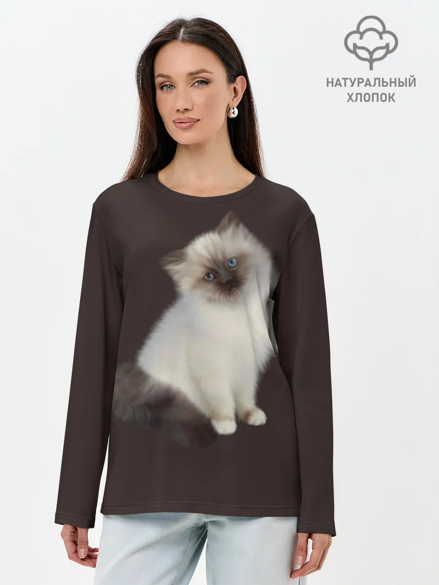 Лонгслив женский. Хлопок / Котенок Ми