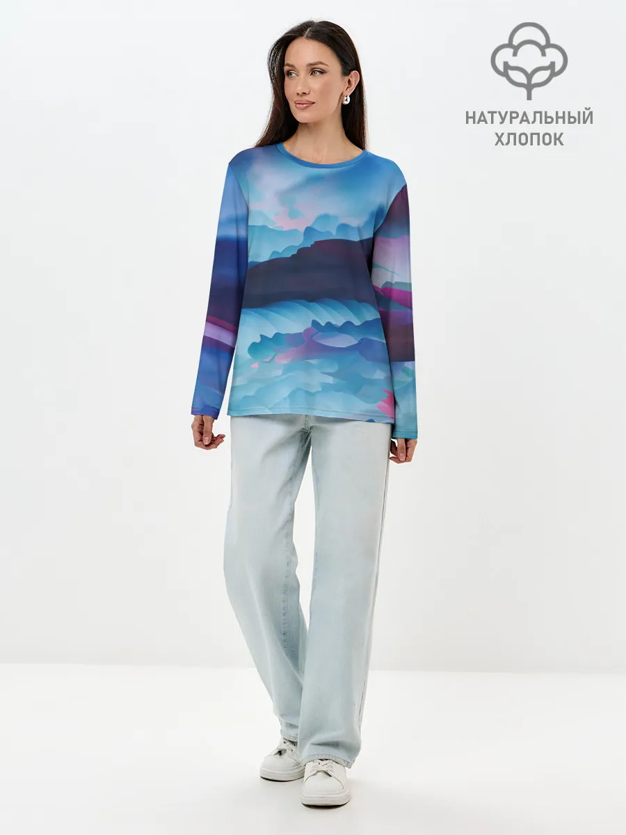 Лонгслив женский. Хлопок / Грозовые мазки
