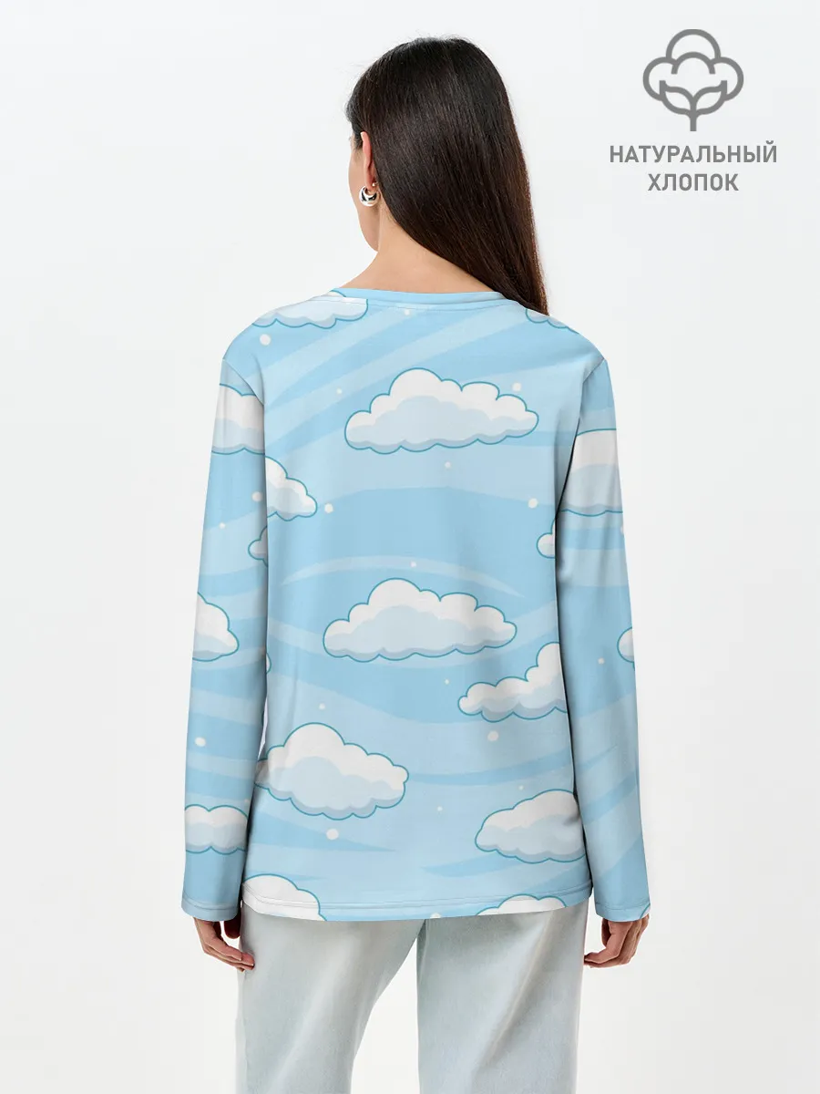 Лонгслив женский. Хлопок / Зимние облака