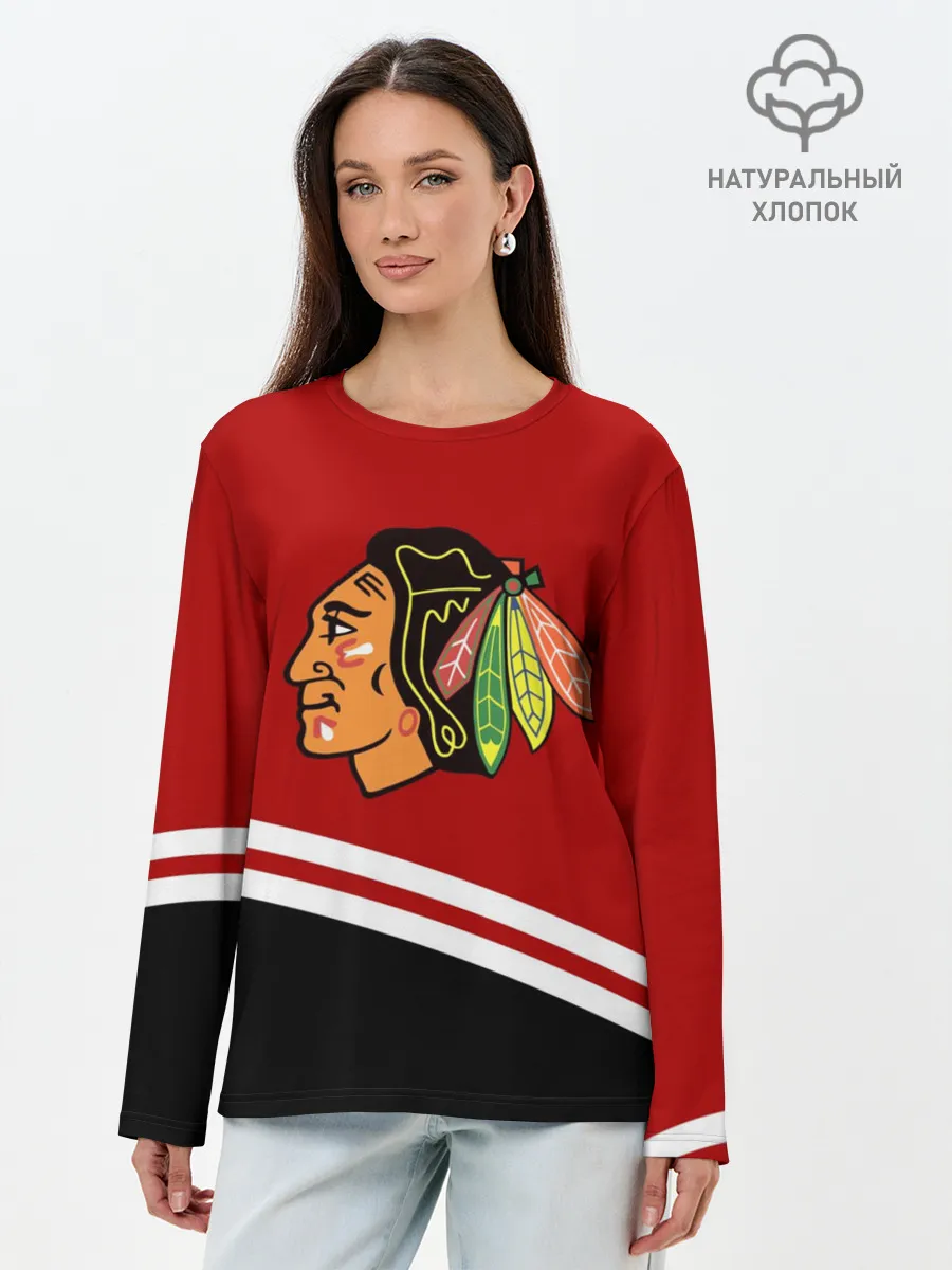 Лонгслив женский. Хлопок / Chicago Blackhawks, NHL