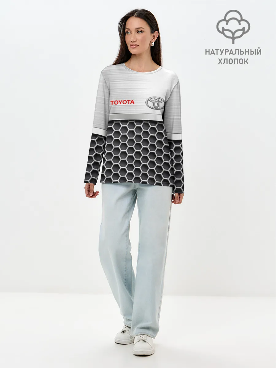 Лонгслив женский. Хлопок / Toyota | Стальная решетка