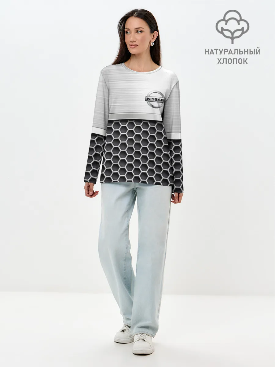 Лонгслив женский. Хлопок / Nissan | Стальная решетка