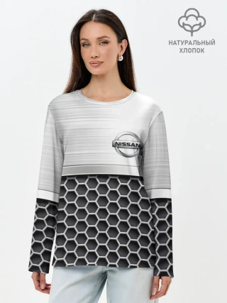 Лонгслив женский. Хлопок / Nissan | Стальная решетка