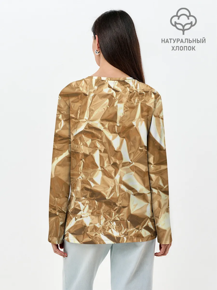 Лонгслив женский. Хлопок / Мятая Фольга