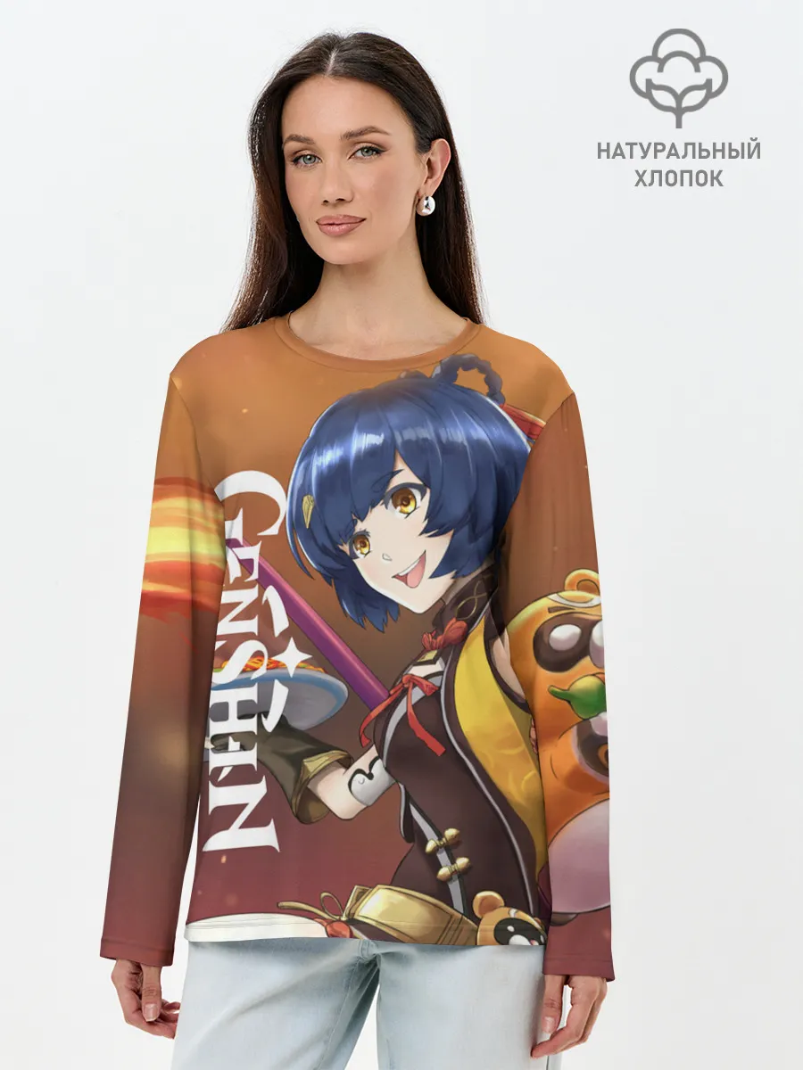 Лонгслив женский. Хлопок / Genshin Impact: Сяо Лин.