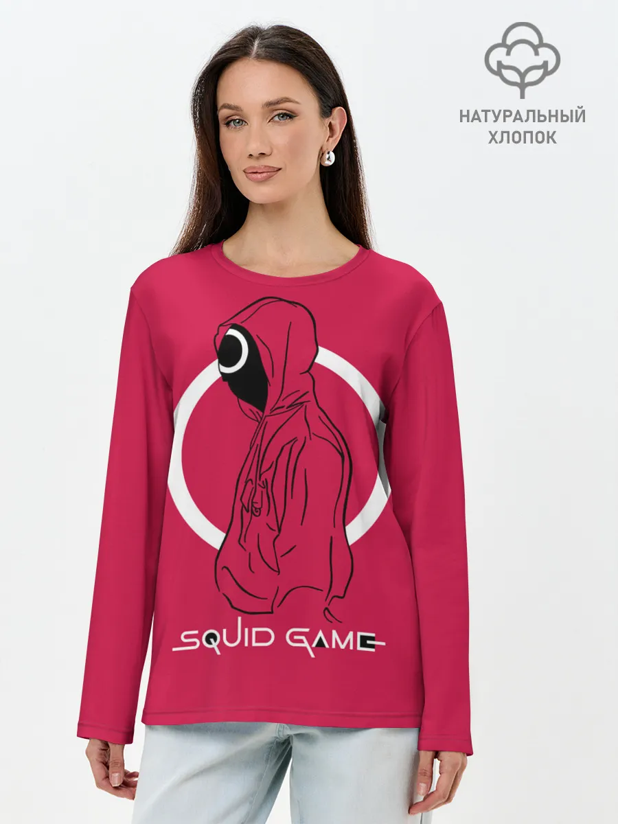 Лонгслив женский. Хлопок / Игра в кальмара: стражник круг