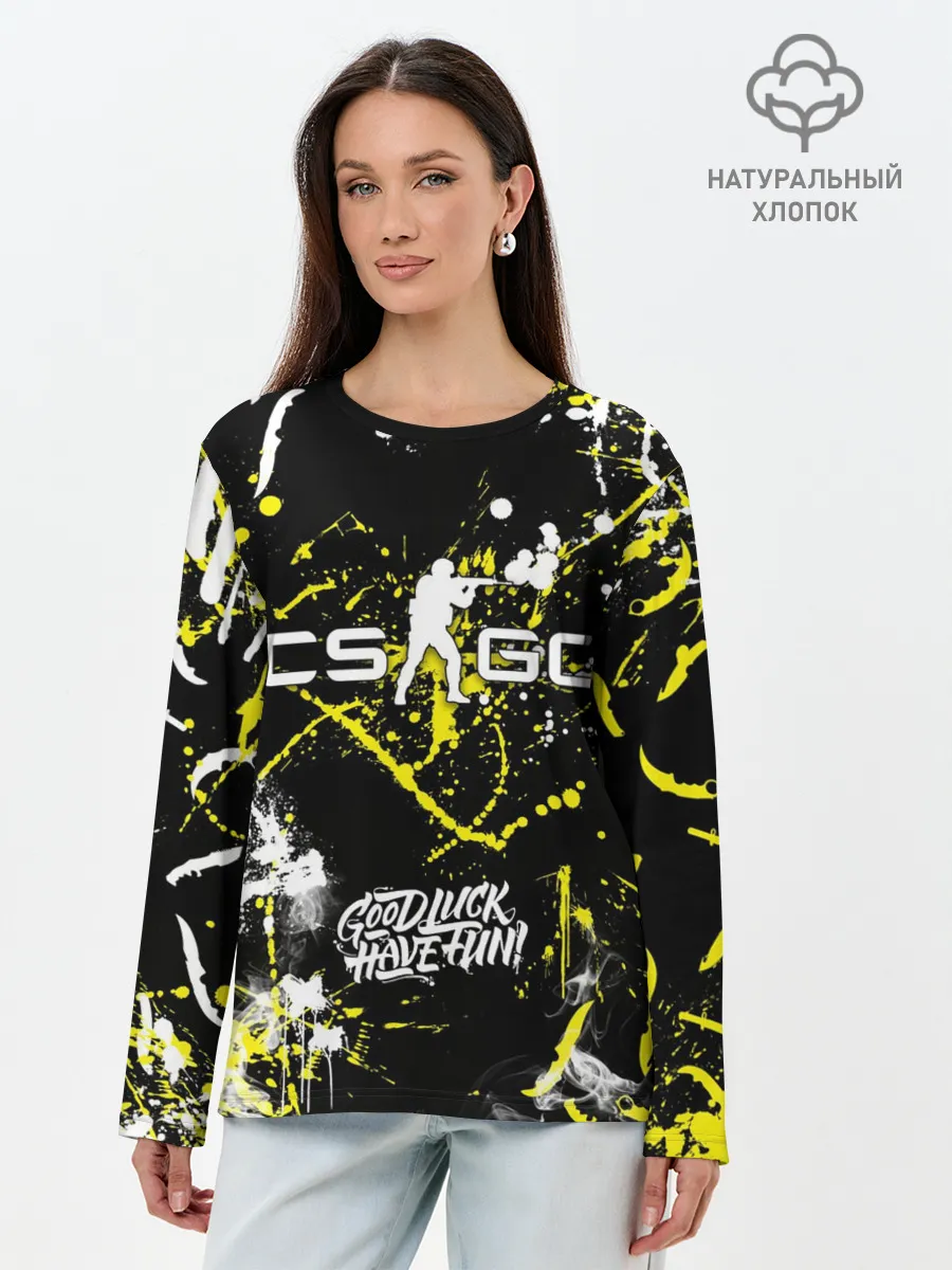 Лонгслив женский. Хлопок / CS:GO Брызги красок