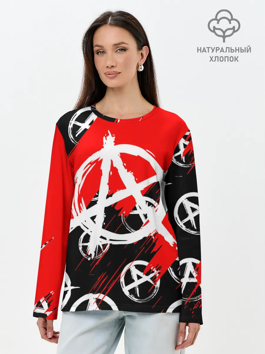 Лонгслив женский. Хлопок / анархия гражданская оборона | ПАТТЕРН