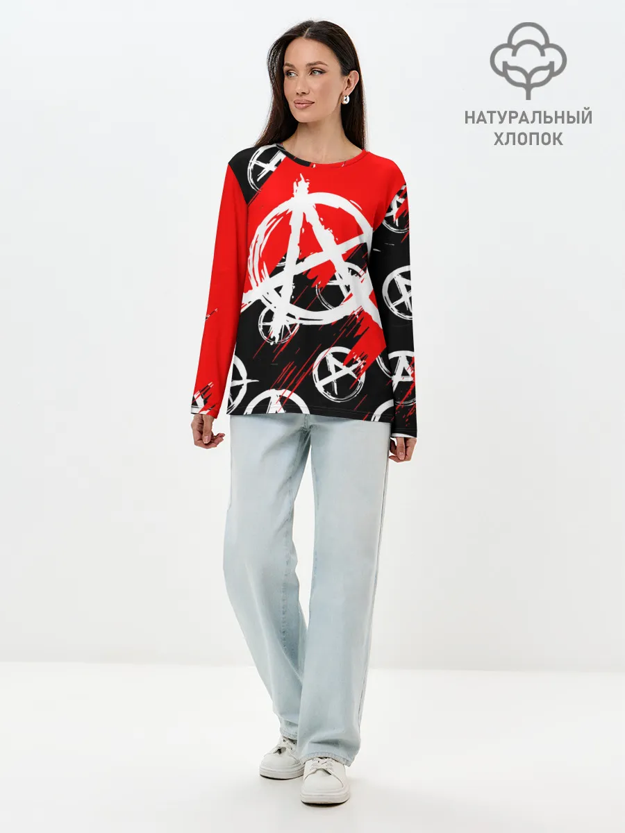 Лонгслив женский. Хлопок / анархия гражданская оборона | ПАТТЕРН