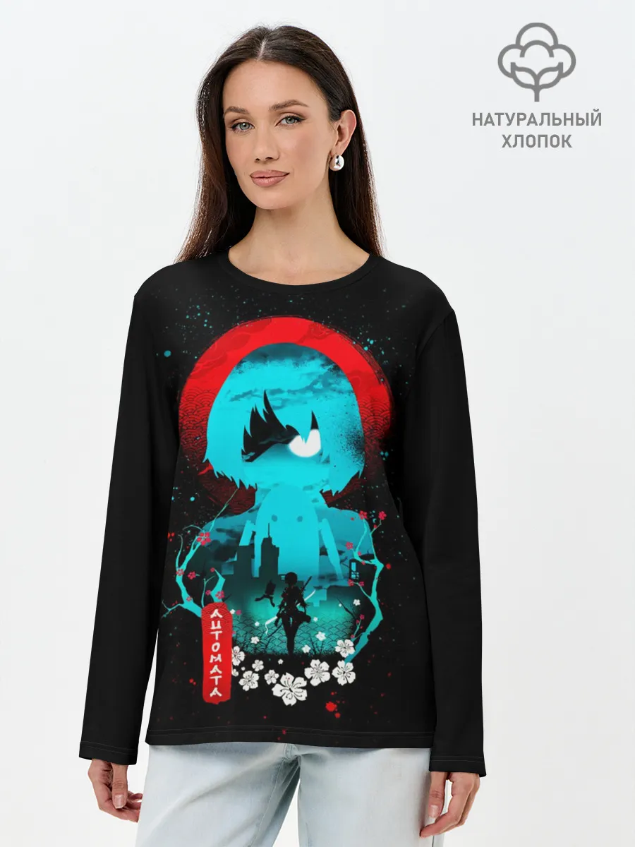 Лонгслив женский. Хлопок / Nier: Automata, YoRHa No 2 Type B