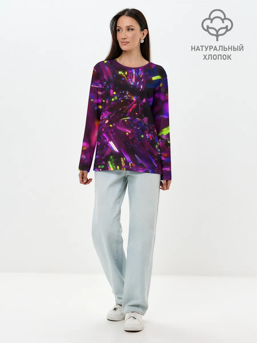 Лонгслив женский. Хлопок / Фиолетовый бриллиант
