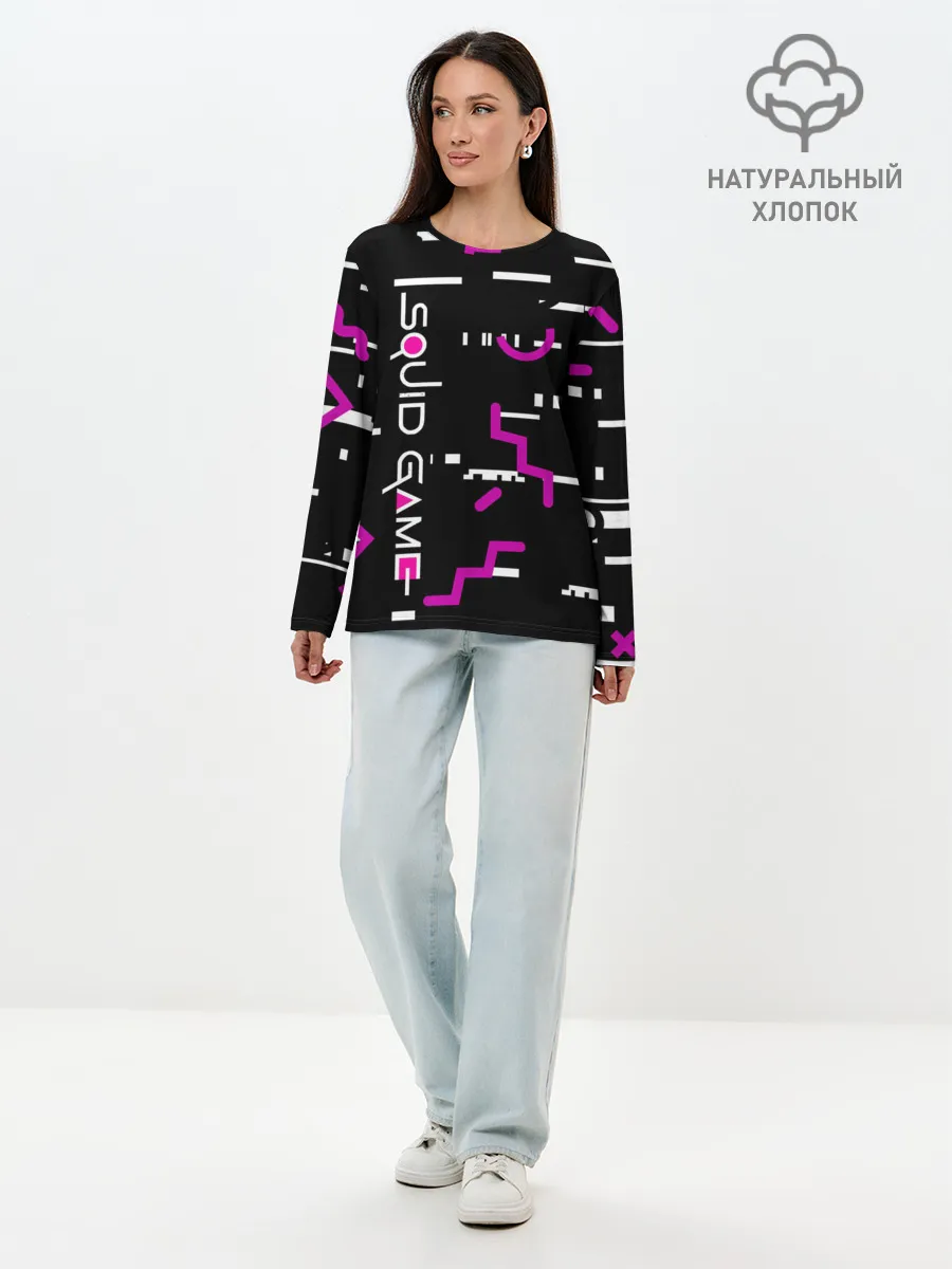 Лонгслив женский. Хлопок / Squid Gam: Узоры.